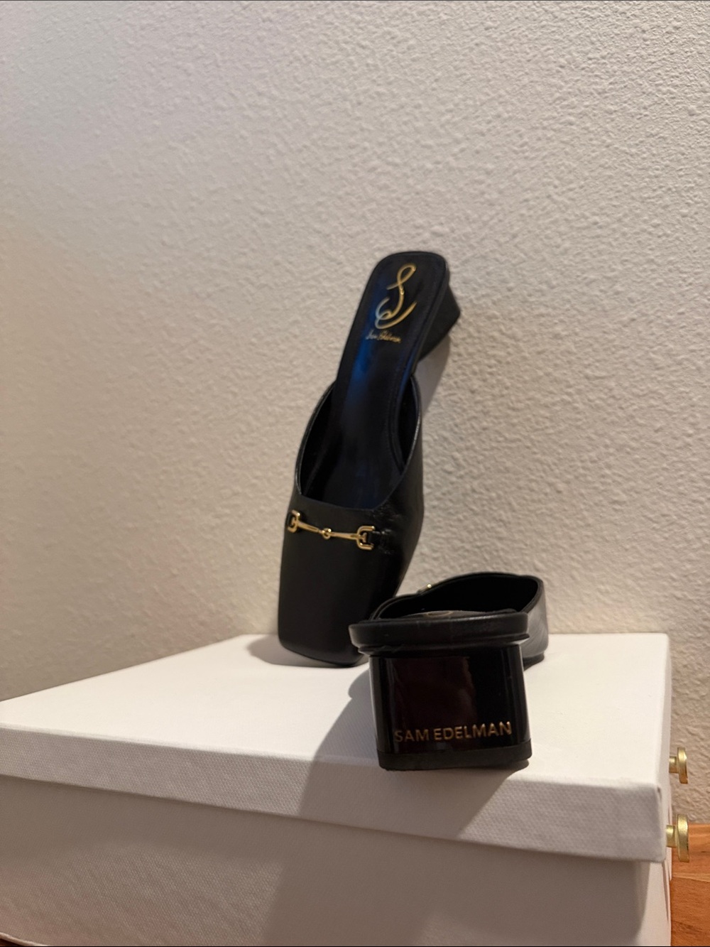 Sam Edelman Black Mule with Gold Bit Detail